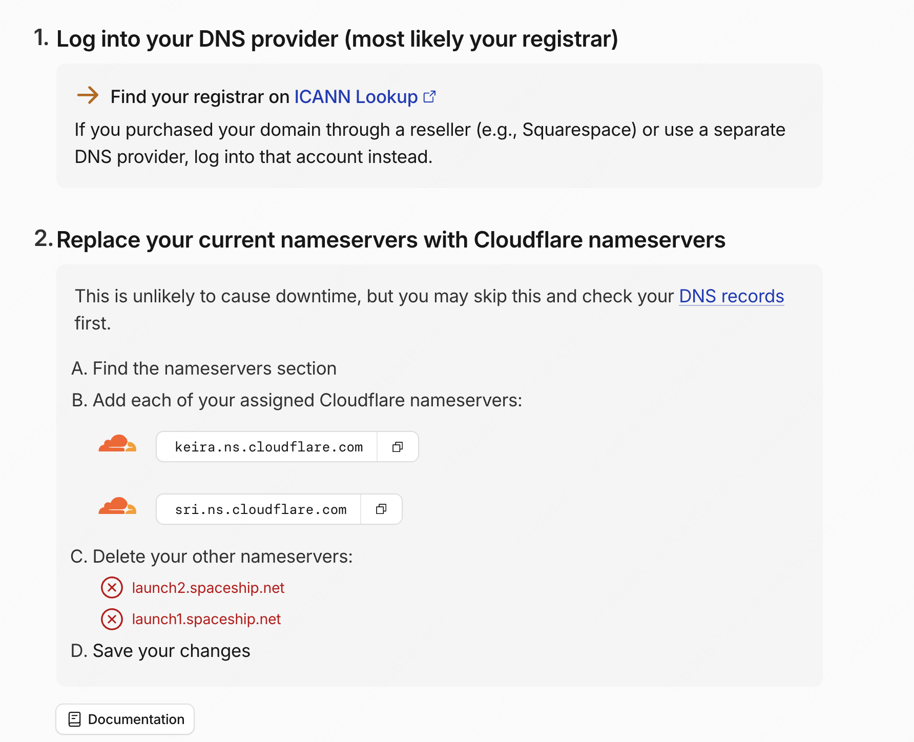 Cloudflare 显示两个 nameserver:keira.ns.cloudflare.com 和 sri.ns.cloudflare.com