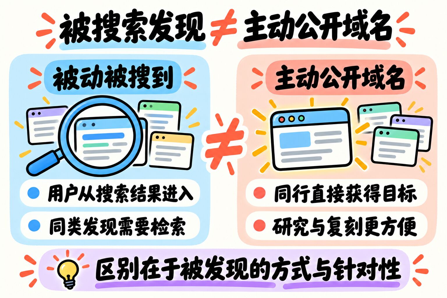 被搜索发现 ≠ 主动公开域名